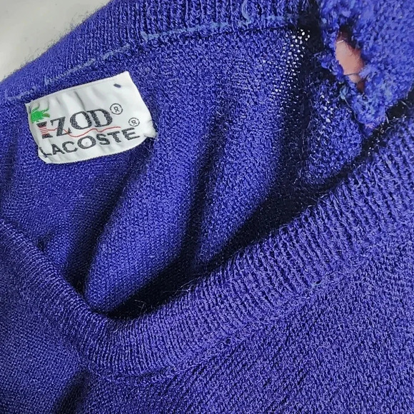 Vintage IZOD Lacoste Orlon Acrylic V Neck Pullover Sweater Men's Navy Large - Picture 8 of 8